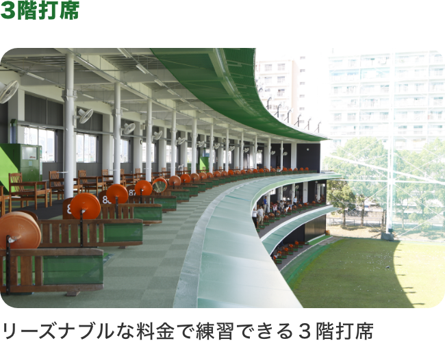 3階打席_リーズナブルな料金で練習できる３階打席